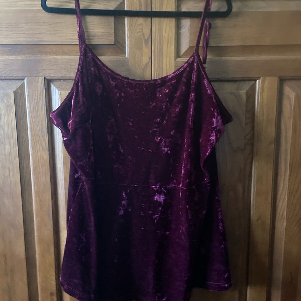 Agnes Orinda Velour Cami Top – 3X – Wine Burgundy